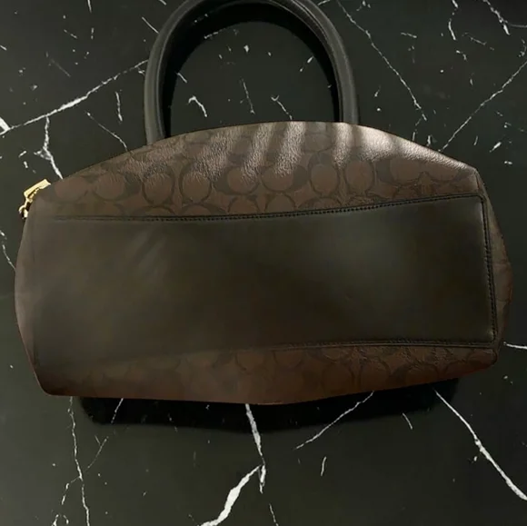 Coach Dark Brown Shoulder Bag with Scarf Accent & Purse Charm. L - Picture 8 of 13